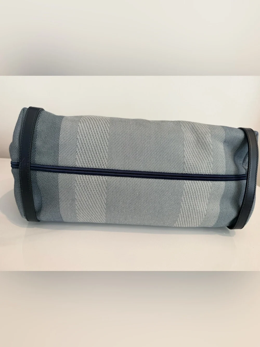 NEW Chloé Carry Logo Detailed Large Tote Bag in Striped Moonlight Blue Bag
